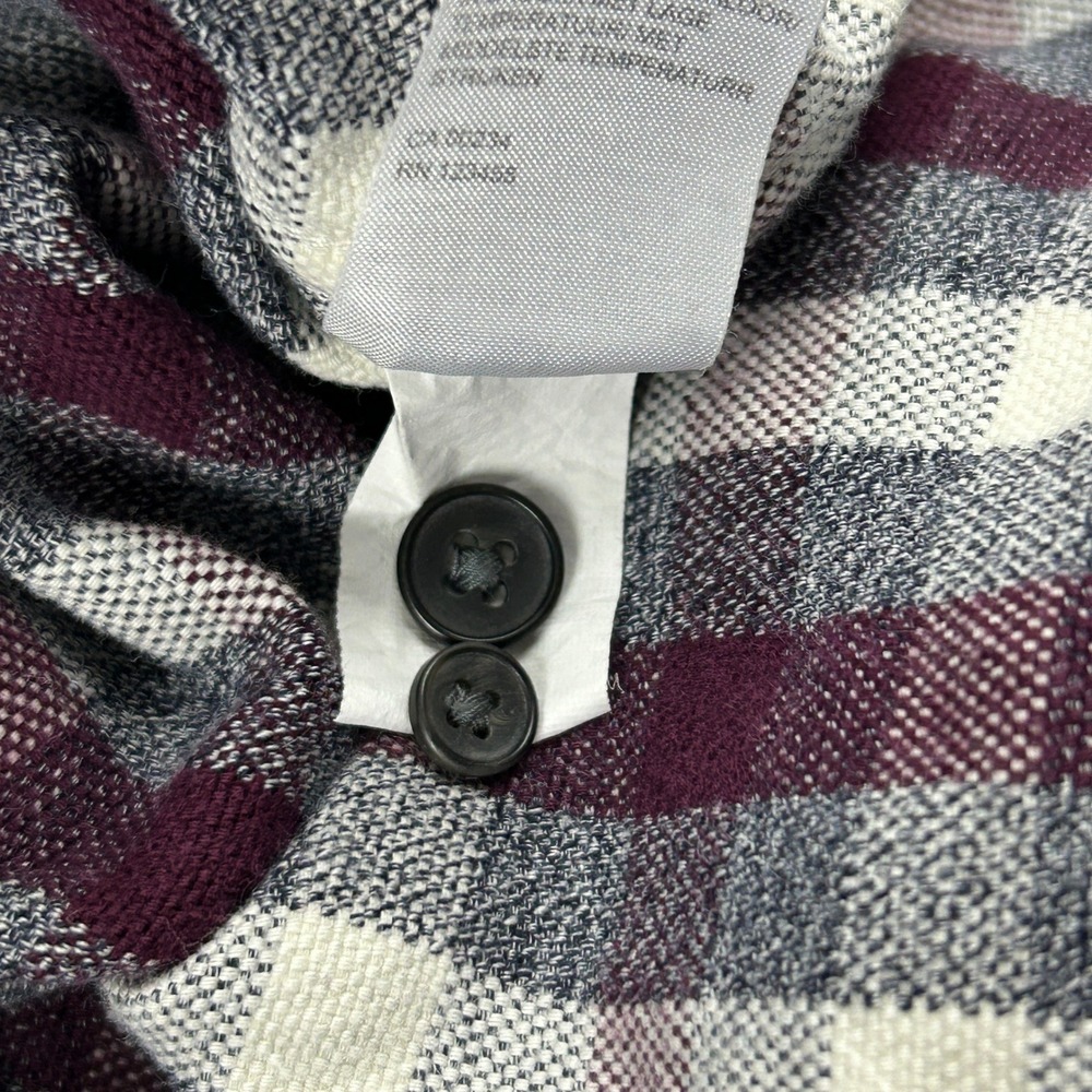 Black Brown 1826 Heavy Flannel Shirt Mens‎ XL Burgundy Gray Plaid Long Sleeve - Picture 15 of 15